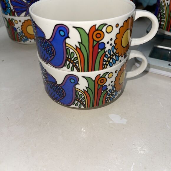 VINTAGE VILLEROY & BOCH TWO ACAPULCO STACKABLE COFFEE/TEA CUPS MUGS LUXEMBOURG - Picture 2 of 4